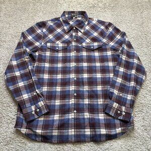 Ibex Taos Mens XL Plaid Flannel Shirt Wool Blend Snap Button Long Sleeve